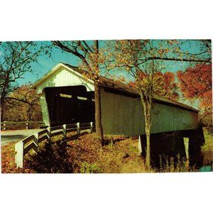 Darlington Indiana Covered Bridge Postcard Montgomery County Unposted Vintage